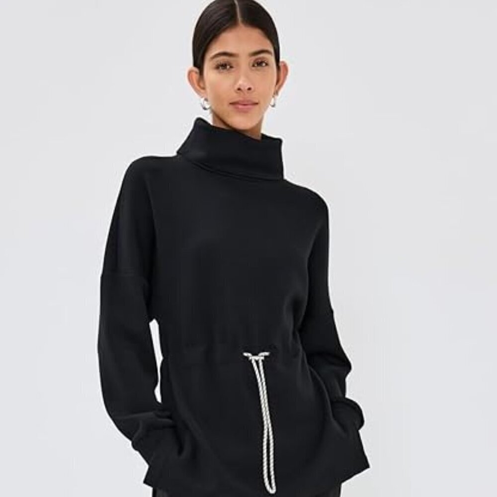 Varley oversized relaxed lounge xs Black Turtleneck Sweater pullover Drawstring